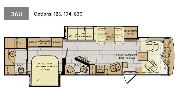 Fleetwood Pace Arrow 36U floor plan