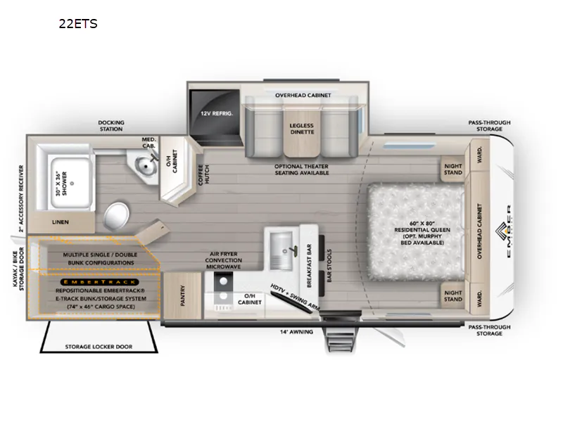 2026 Ember RV E-Series 22ETS - Floor plan