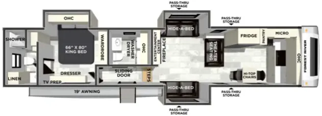 Forest River Wildcat 37GALLEY floor plan