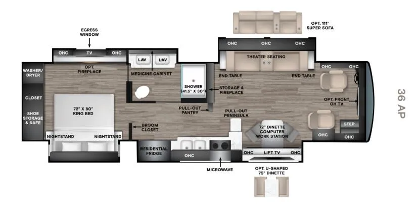 Tiffin Allegro Bus 36 AP floor plan