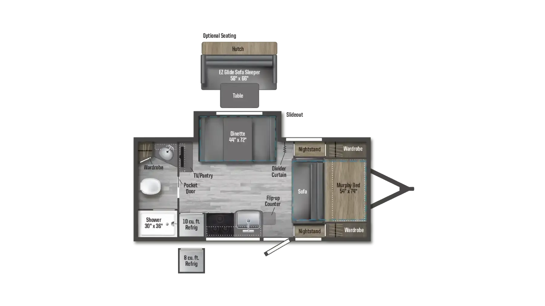 Winnebago Micro Minnie 2180DS floor plan
