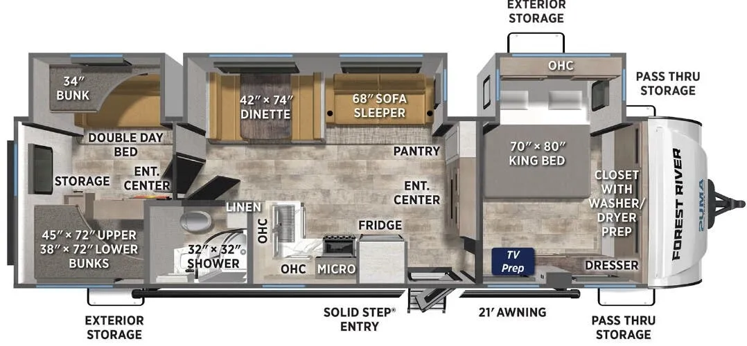 Forest River Puma Tracks 3200TSBH floor plan