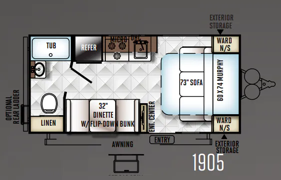 Forest River Rockwood Mini Lite 1905 floor plan