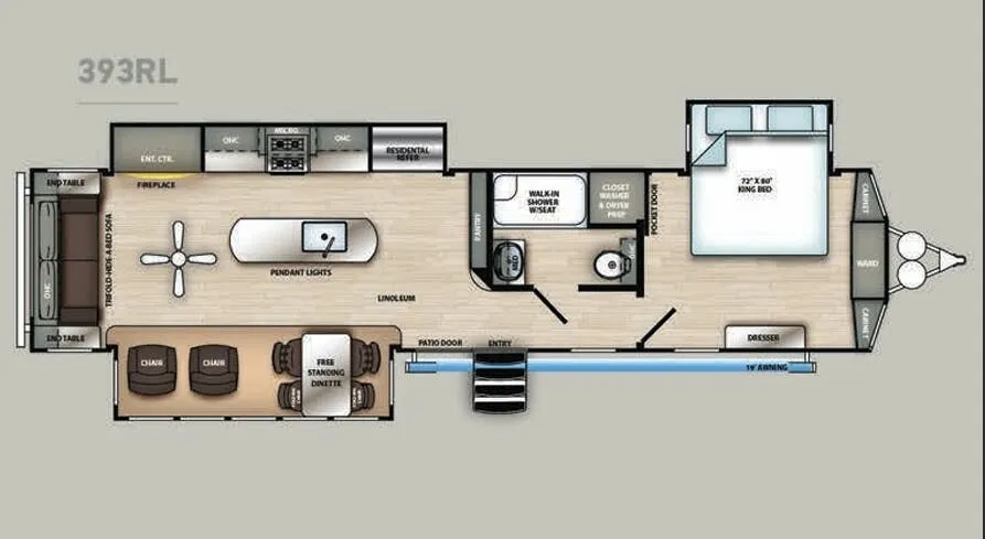 Forest River Sandpiper Destination 393RL floor plan