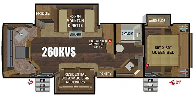 2026 Outdoors RV Titanium Series Black Stone 260KVS - Floor plan