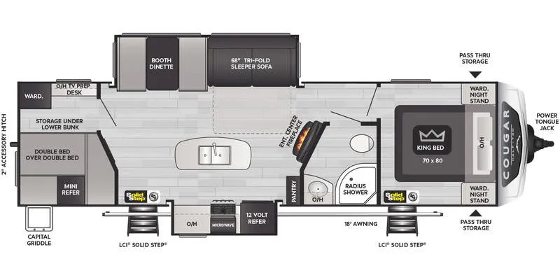 Keystone Cougar Half-Ton West 31BHKWE floor plan