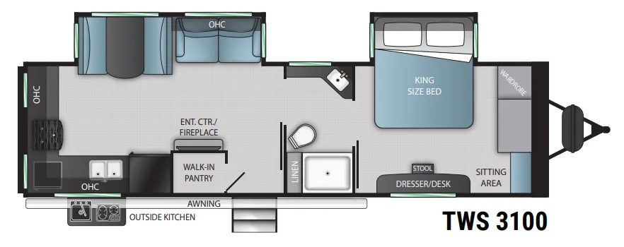 Cruiser RV Twilight Signature TWS 3100 floor plan