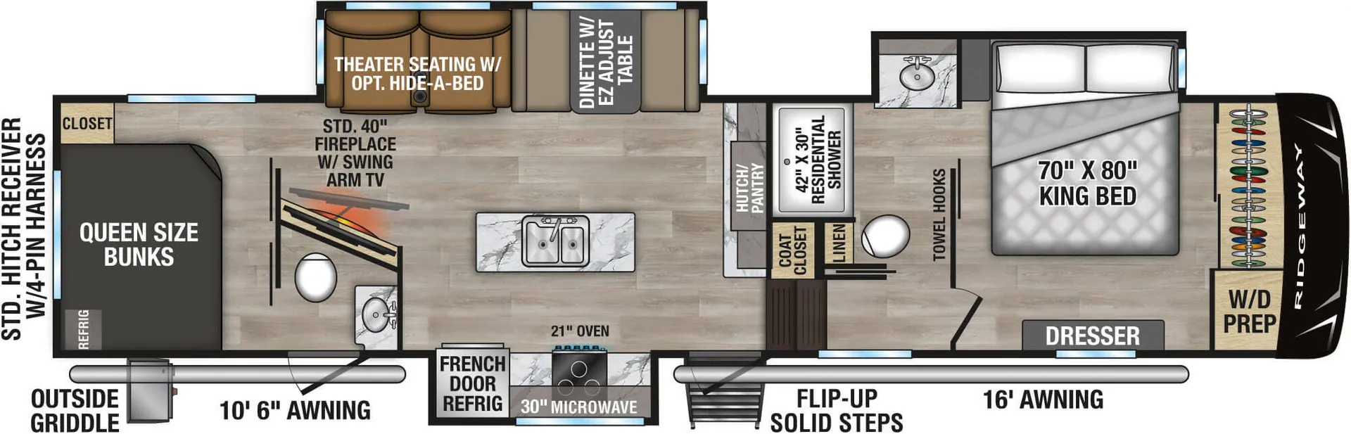 K-Z Ridgeway 35BH floor plan