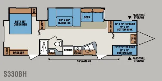 K-Z Sportsmen S330BH floor plan