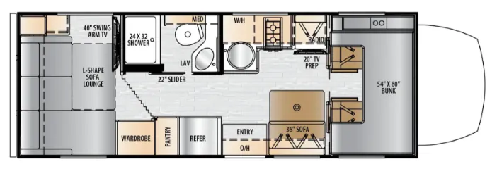 East to West Entrada M-Class 24RL floor plan
