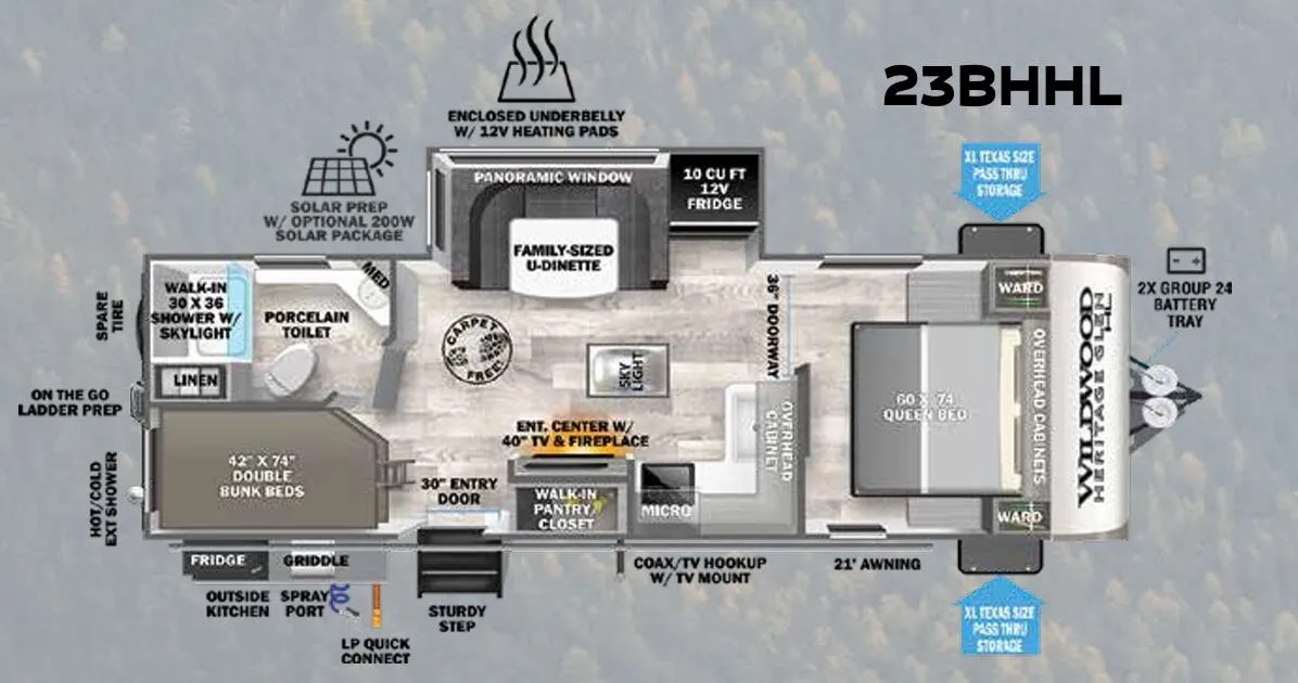 Forest River Wildwood Heritage Glen Hyper-Lyte 23BHHL floor plan