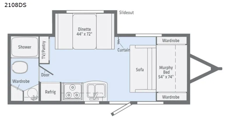 2019 Winnebago Micro Minnie 2108DS floor plan