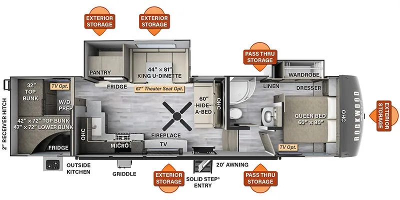 Forest River Rockwood Signature 374BH floor plan