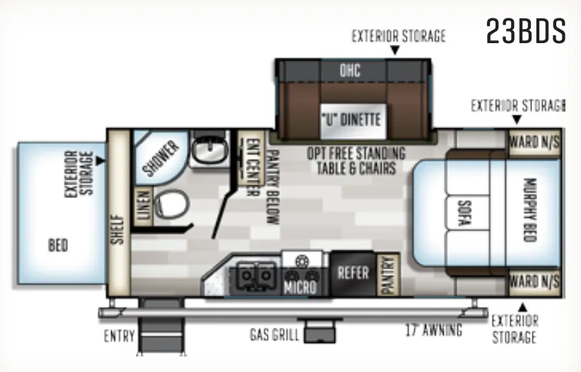 Forest River Flagstaff Shamrock 23BDS floor plan