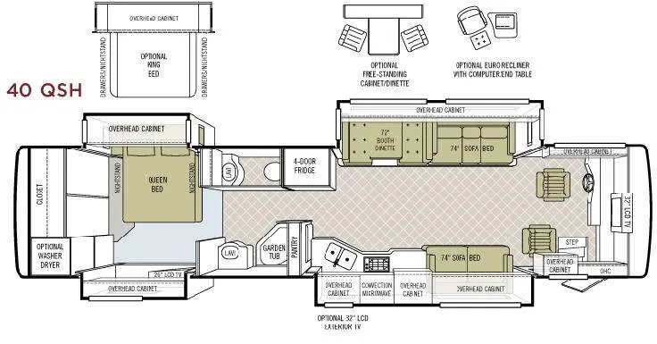 2008 Tiffin Phaeton 40QSH floor plan