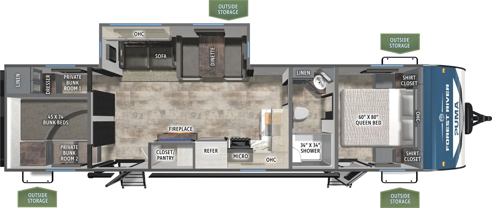 2026 Forest River Puma 337BH - Floor plan