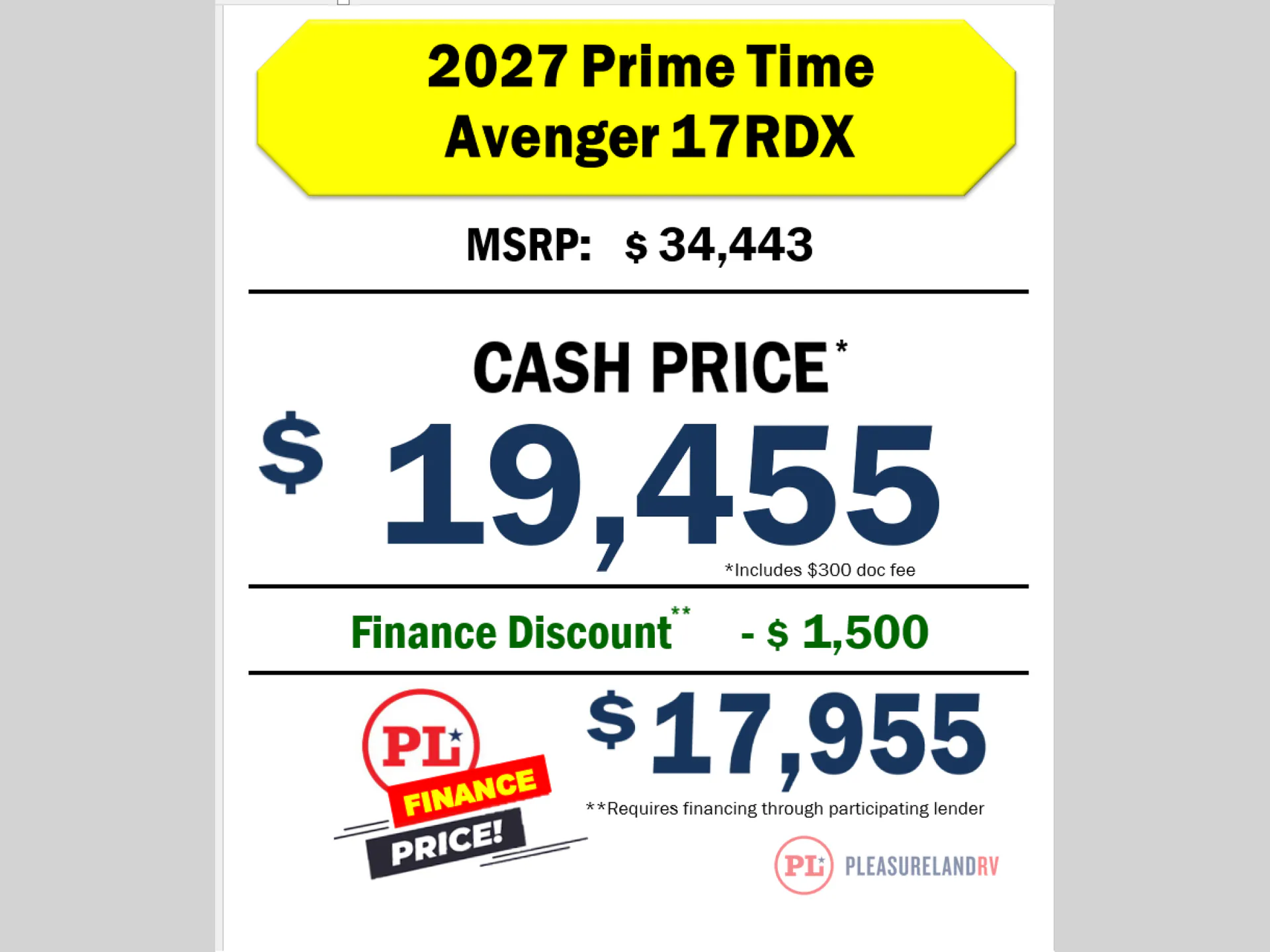 2027 Forest River Avenger LT 17RDX dealer photo 2 from Pleasureland RV Center