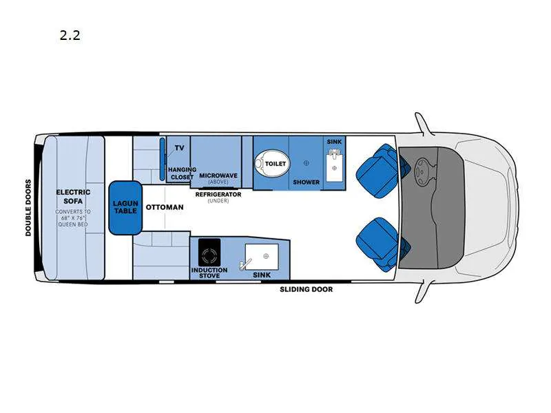 2026 Pleasure-Way Ontour 2.2 — Floor plan