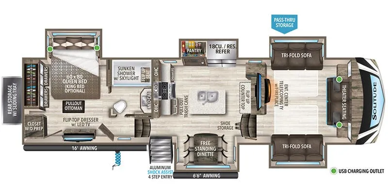 2022 Grand Design Solitude 346FLS floor plan