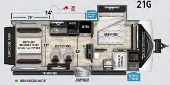 2020 Grand Design Momentum G-Class 21G floor plan