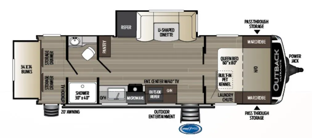 Keystone Outback Ultra-Lite 261UBH floor plan