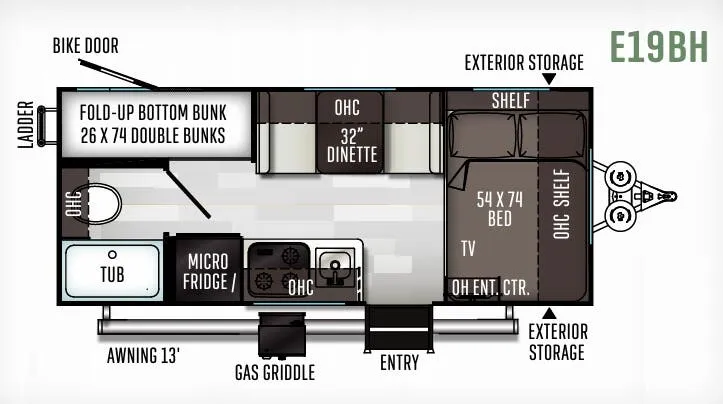 Forest River Flagstaff E-Pro E19BH floor plan