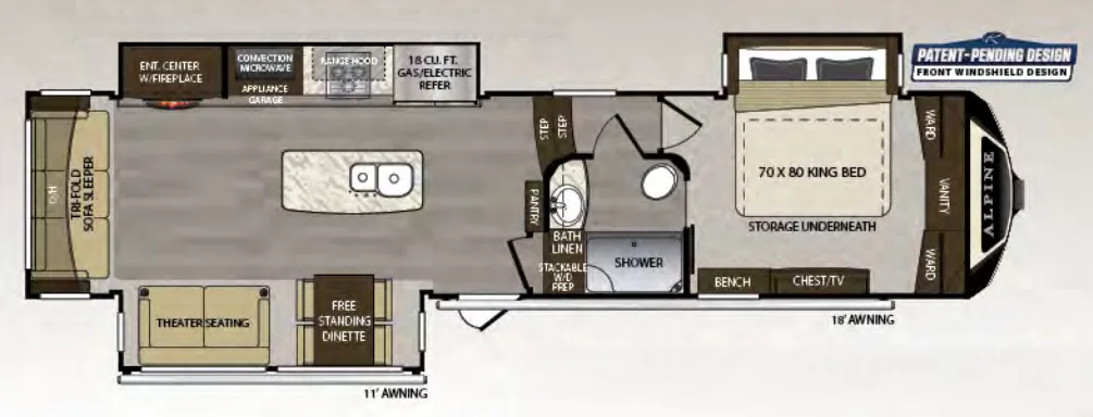Keystone Alpine 3650RL floor plan