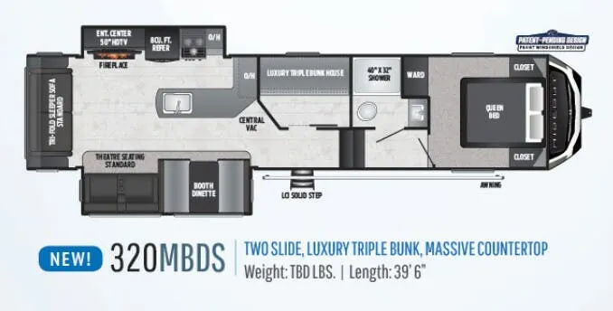Keystone Hideout 320MBDS floor plan
