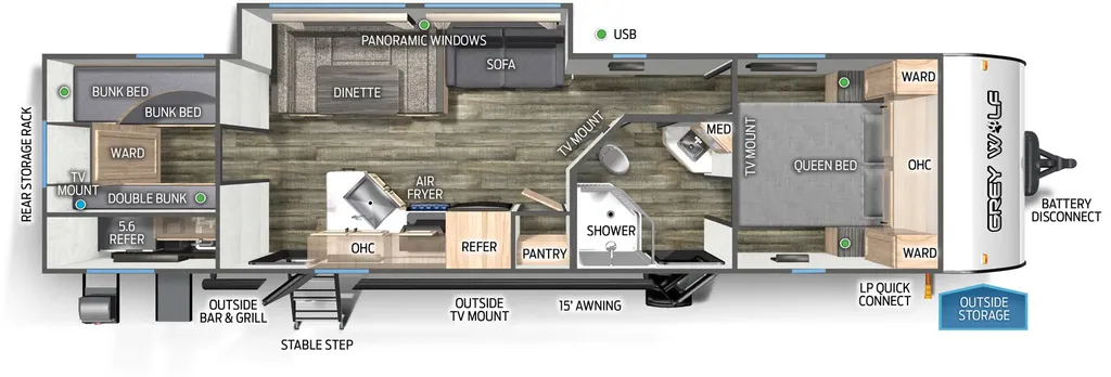 2026 Forest River Cherokee Grey Wolf 29TE floor plan