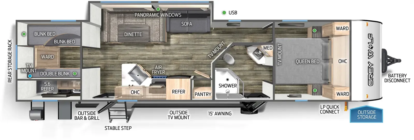 2026 Forest River Cherokee Grey Wolf 29TE - Floor plan