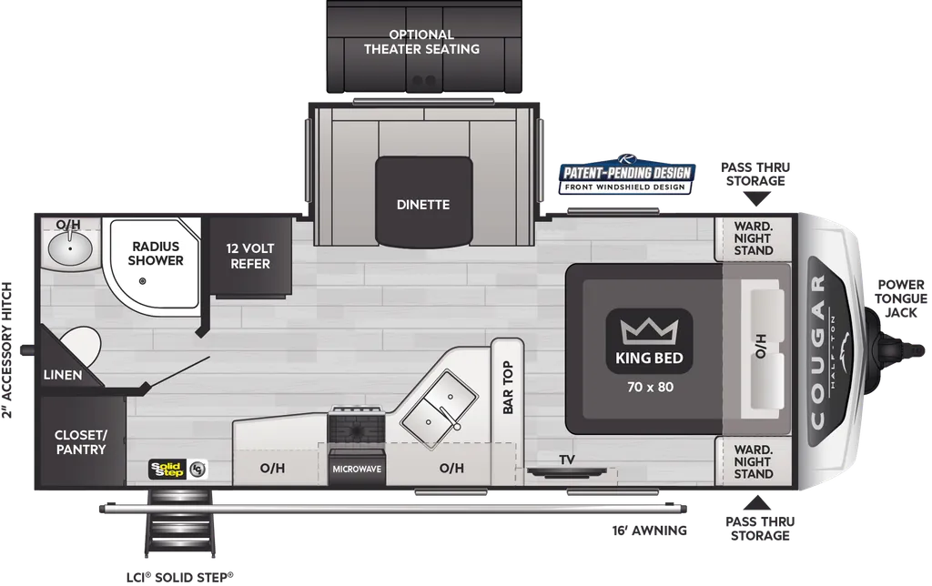 2024 Keystone Cougar Half-Ton 22RBS floor plan