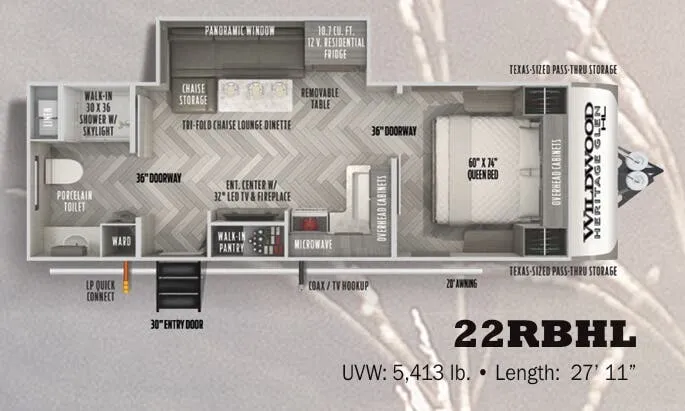 Forest River Wildwood Heritage Glen Hyper-Lyte 22RBHL floor plan
