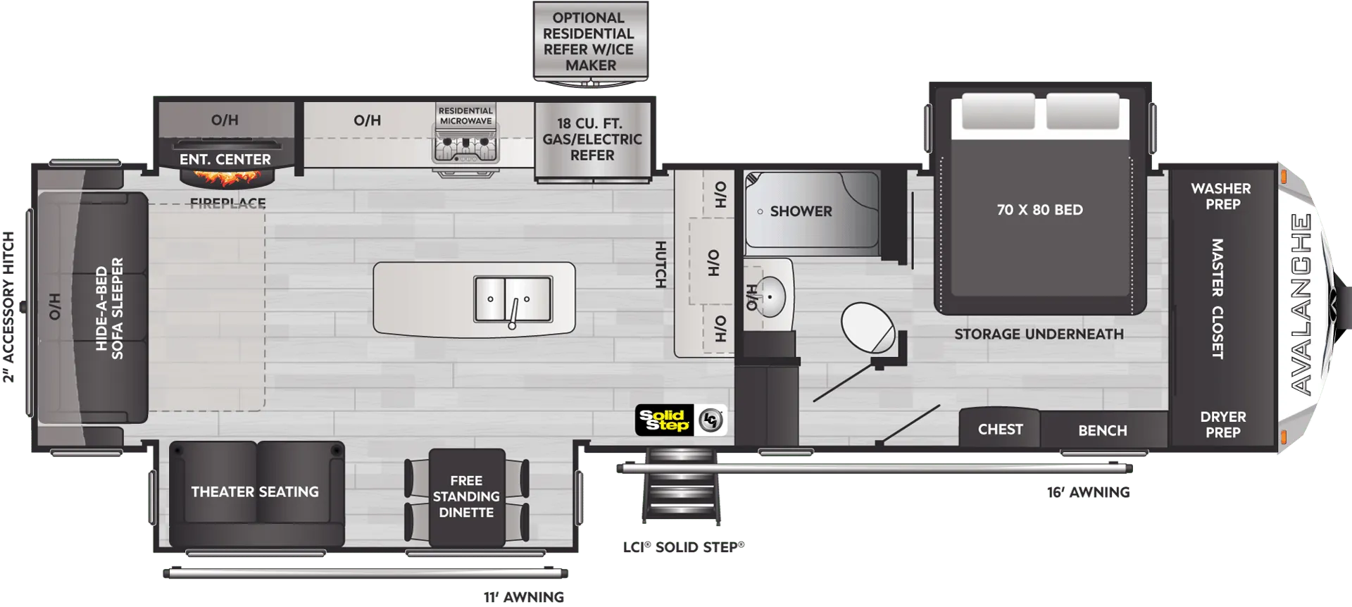 Keystone Avalanche 322RL floor plan