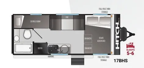 2022 Cruiser RV Hitch 17BHS - Floor plan