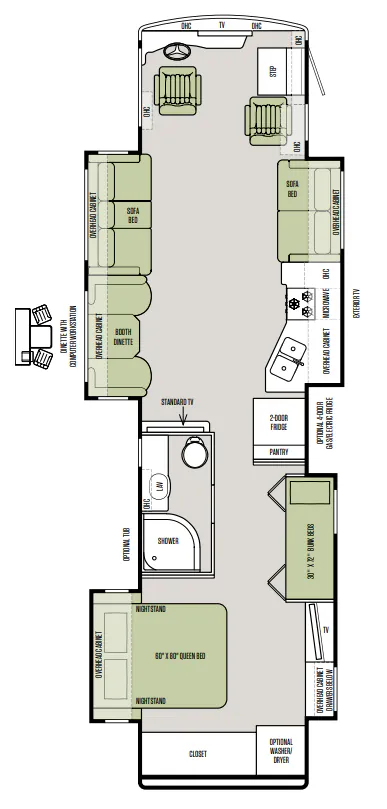 Tiffin Allegro Red 38 QBA floor plan