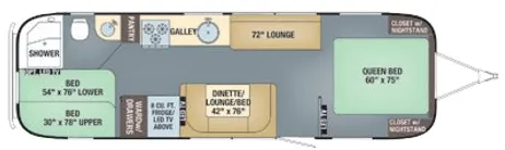 Airstream Flying Cloud 30FBB BUNK floor plan
