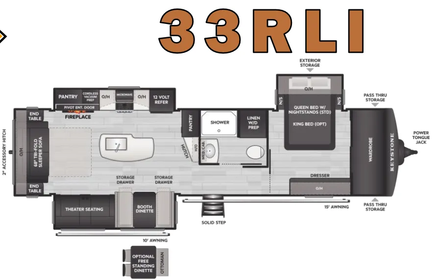 2026 Keystone Cougar Half-Ton 33RLI - Floor plan