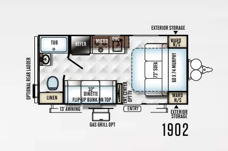 Forest River Rockwood Mini Lite 1902 floor plan