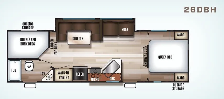 Forest River Cherokee Grey Wolf 26DBH floor plan