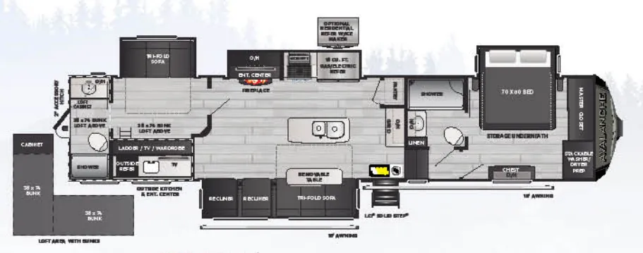 Keystone Avalanche 395BH floor plan
