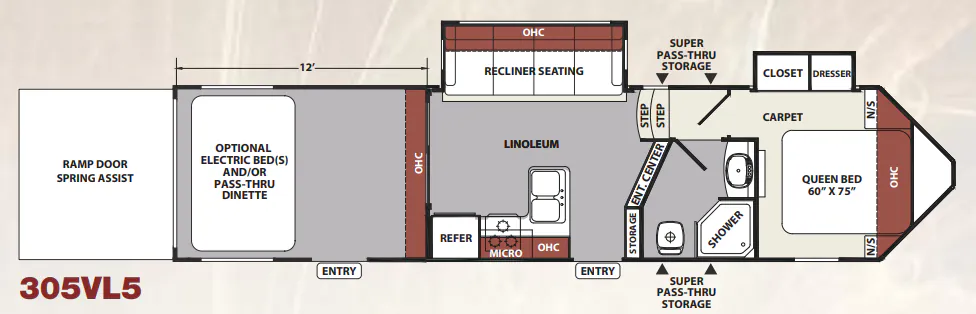 Forest River XLR Nitro 305VL5 floor plan