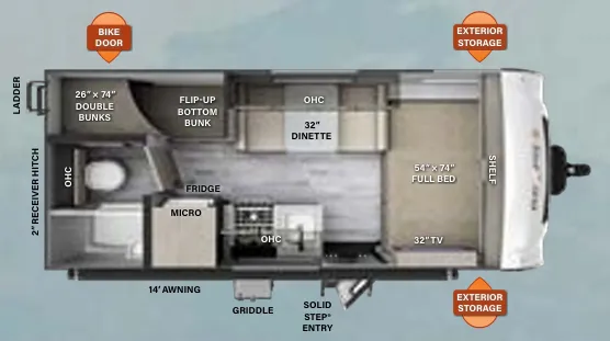 Forest River Rockwood Geo Pro G19BH floor plan