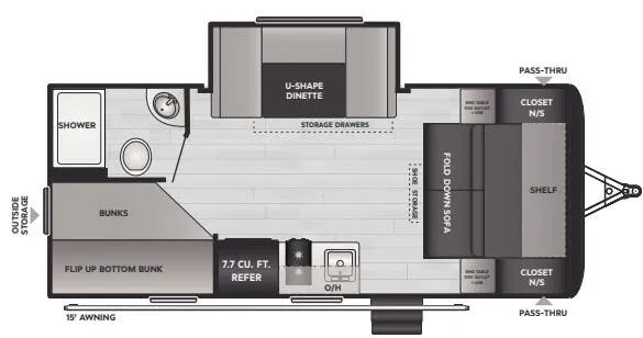 Keystone Hideout Mini 181BH floor plan