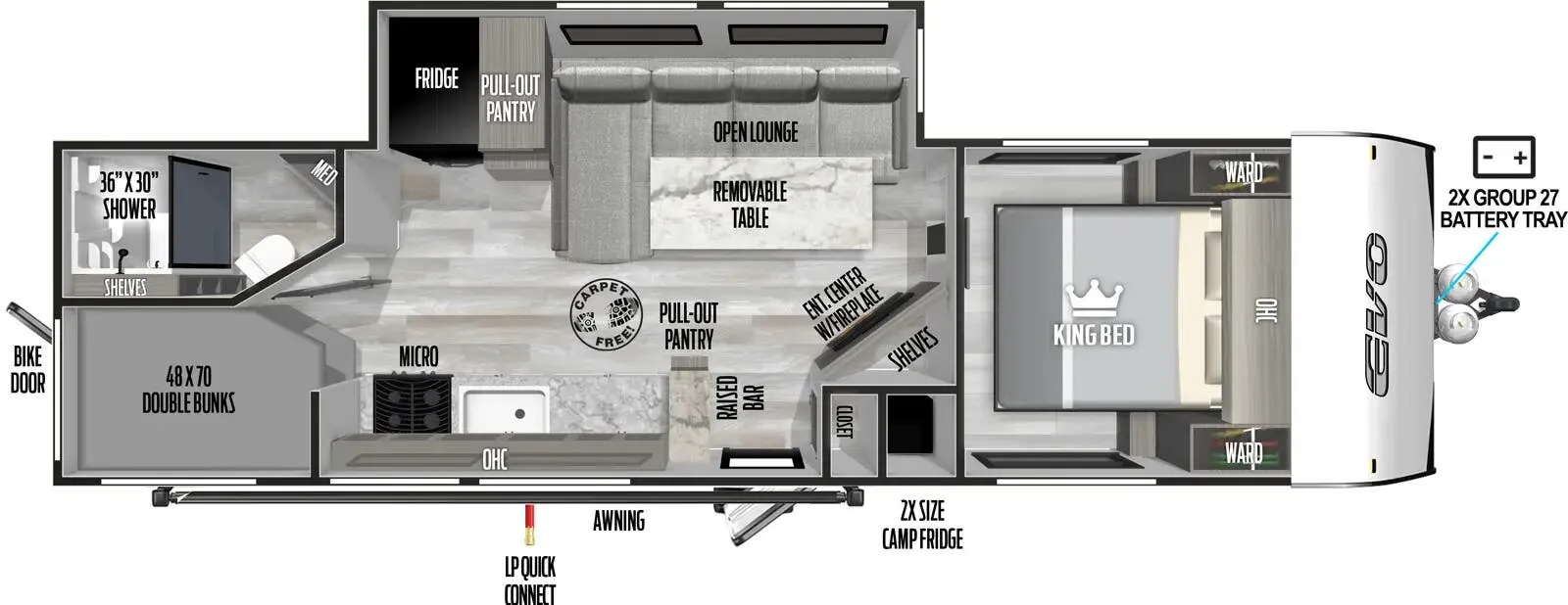 Forest River EVO 26BH floor plan