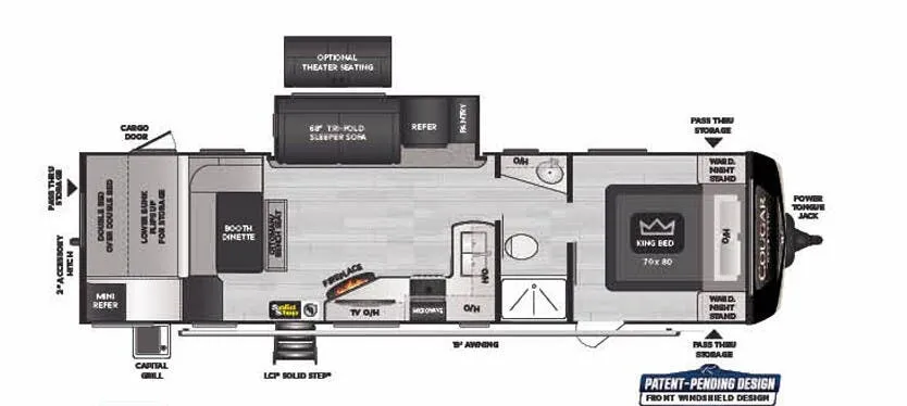 2022 Keystone Cougar Half-Ton 30BHS - Floor plan