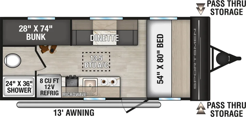 2027 KZ RV SPORTSMEN CLASSIC 180BH floor plan