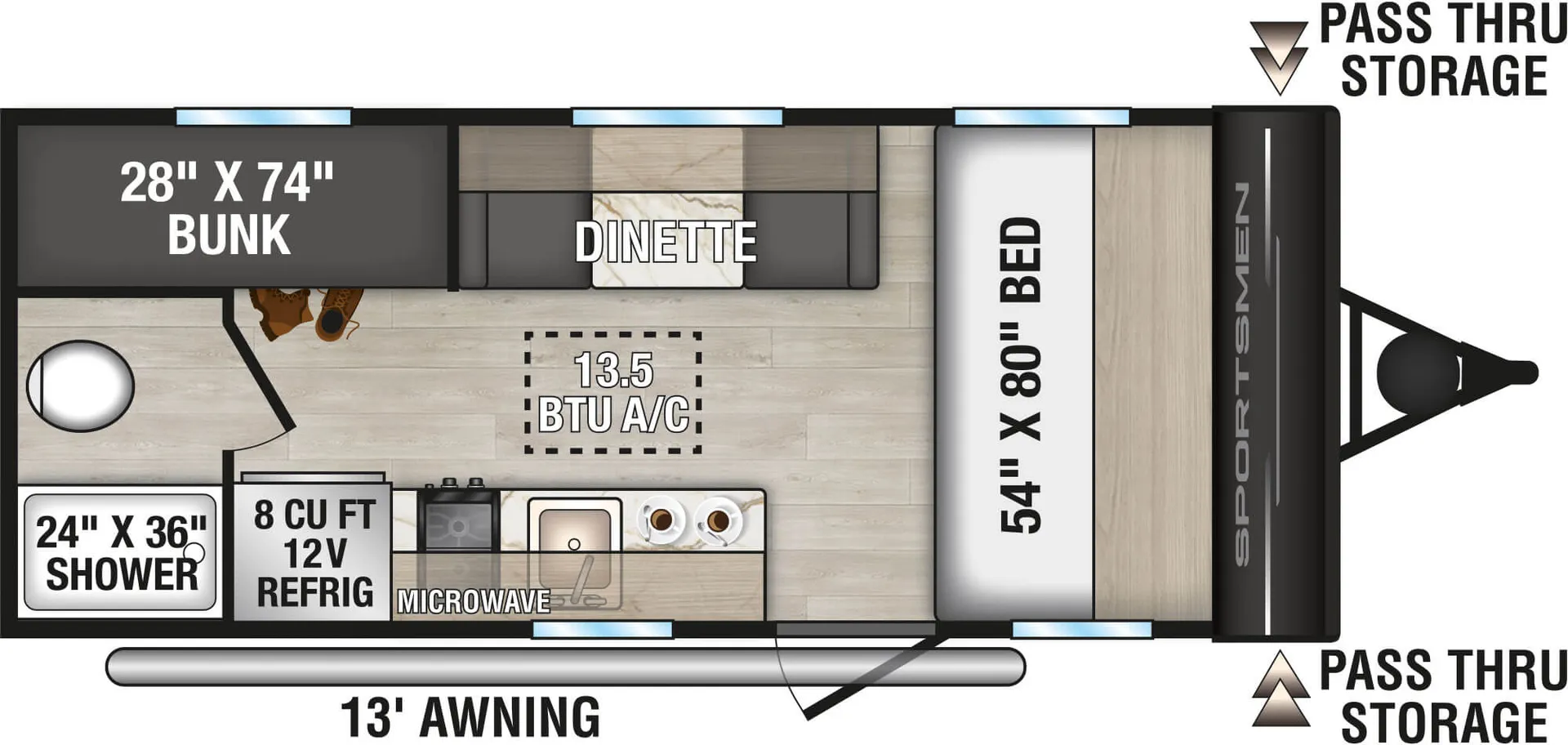 2027 KZ RV SPORTSMEN CLASSIC 180BH - Floor plan