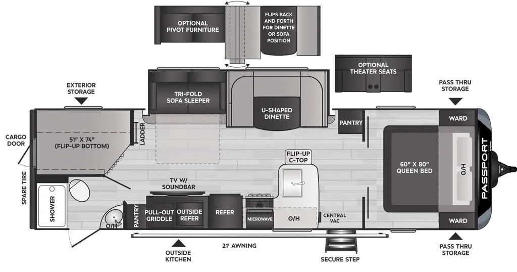 2022 Keystone Passport GT 2951BH floor plan