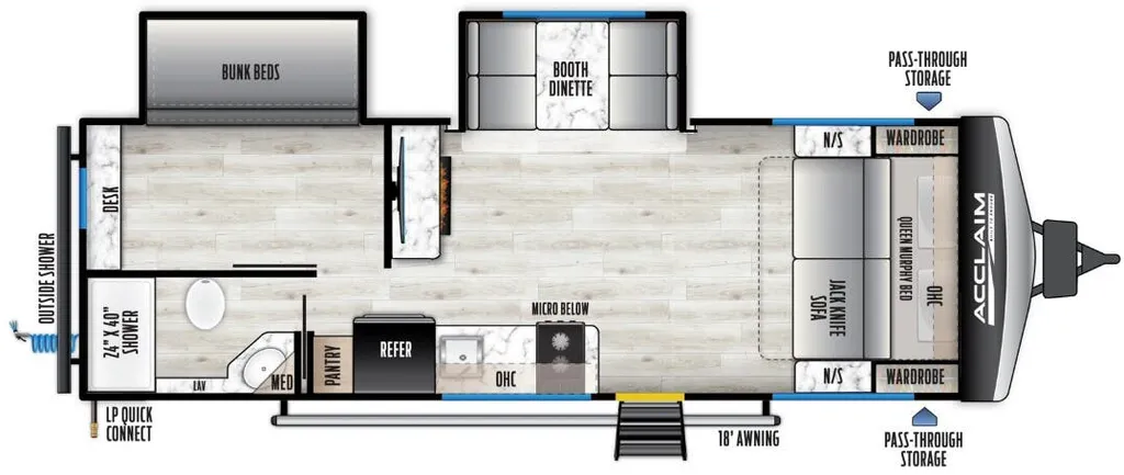 2026 East to West Acclaim 2350BH floor plan