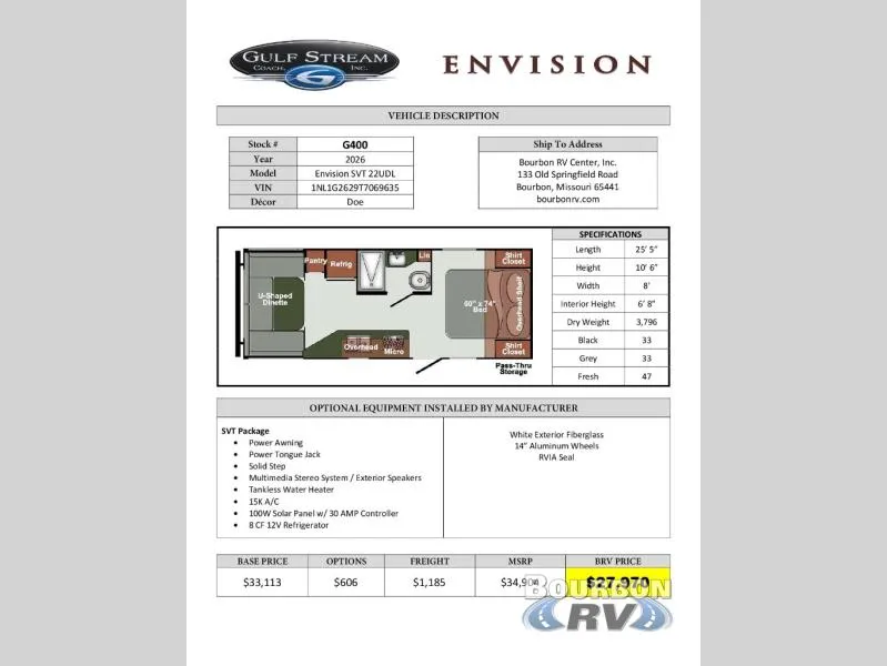 2026 Gulf Stream RV Envision SVT 22UDL - Photo 3